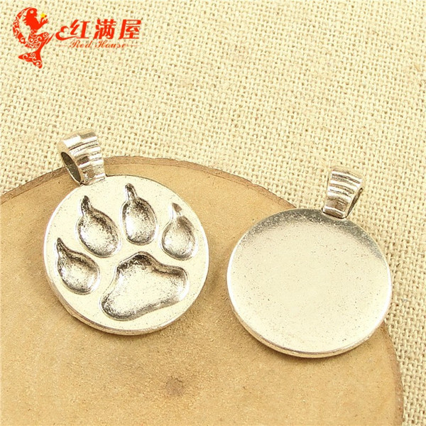 21*28MM Vintage DIY parts bear's paw print factory wholesale jewelry accessories the lowest total network silver Footprint charm