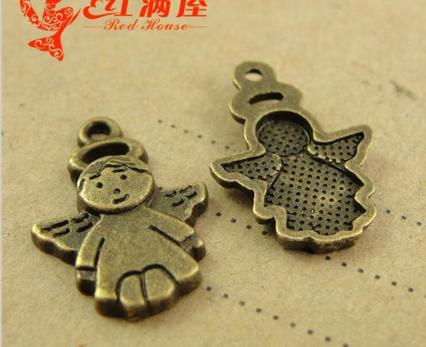 19*13MM Antique bronze Zinc alloy metal pendant fashion bijoux vintage brass Retro little angel charms mobile jewelry wholesale