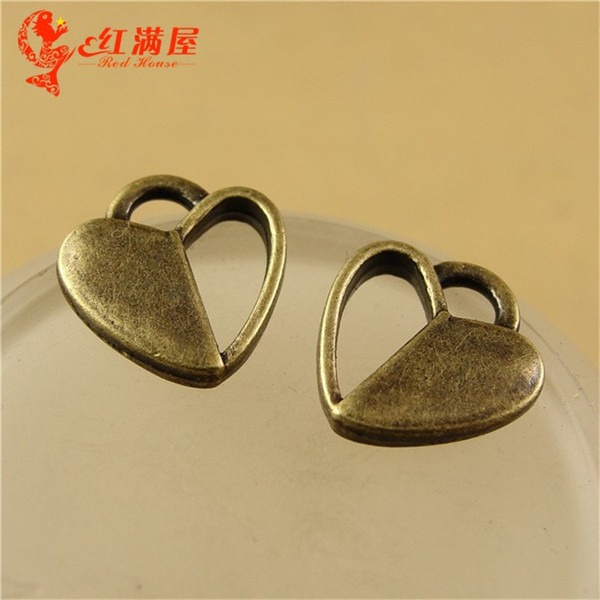 13*13.5MM Retro Heart Pendant DIY handmade jewelry accessories wholesale shop, antique bronze charms, Chinese zinc alloy charm