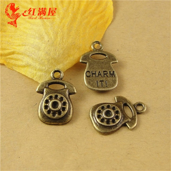 18*13MM Antique Bronze telephone charm it pendant beads mobile phone accessories retro jewelry factory, jewellery charms in bulk