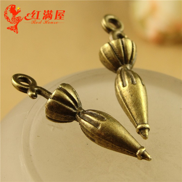 7*27MM Antique Bronze Factory direct casting alloy fittings bronze 3D umbrella charm beads, mobile phone pendant accessories lot