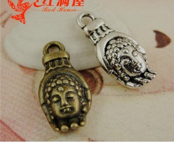 18*8MM In the mobile phone Buddha charms, Korean jewelry and accessories religious items, vintage silver antique alloy pendants