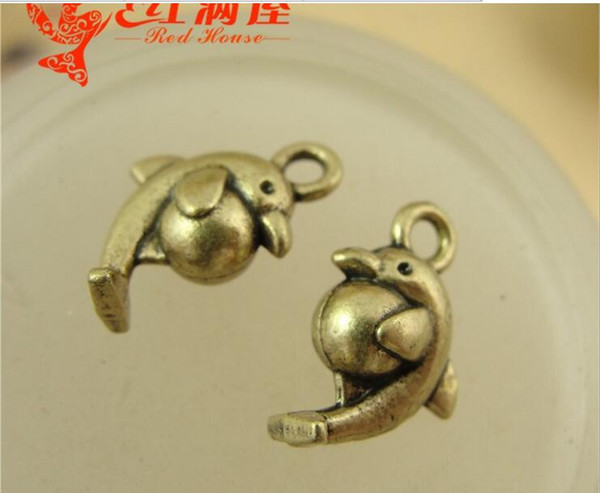 15*14MM Antique bronze Zinc alloy metal pendant vintage dolphin charms nautical item mobile accessories wholesale retro jewelry