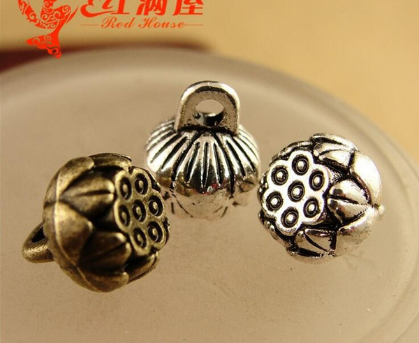 8MM*9MM Antique bronze Retro 3D lotus charms for bracelet handmade DIY jewelry accessories wholesale metal pendants for necklace