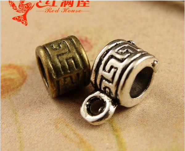 6*5MM Antique Retro hanging jewelry accessories DIY bronze pendant hanger connector, bulk big hole charms beads for european bracelet