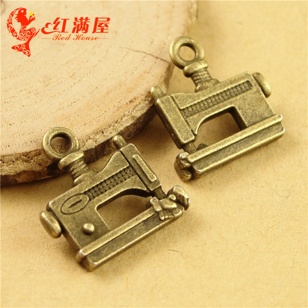 15*15MM Antique Bronze DIY Zakka small sewing machine charm beads accessories pendants for jewelry making, egyptian charm bronze