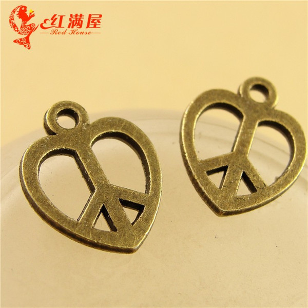 12*14MM Antique Bronze DIY accessories love vintage peace symbol charm, cheap alloy Pendant bead, small heart charm for bracelet