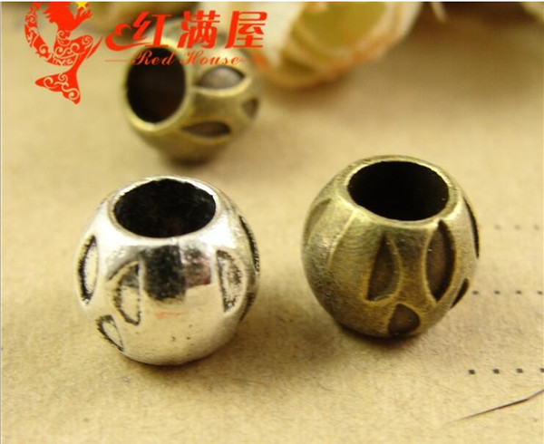 9*7MM Antique Bronze Vintage DIY macroporous european beads jewelry materials accessories, round big hole charms for bracelet