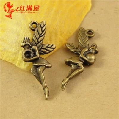 26*12MM Antique Bronze Retro Angel charm pendant beads accessories alloy jewelry wholesale, vintage little flying fairy charms