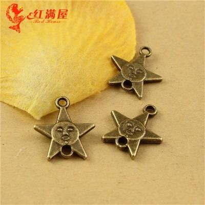 17*15MM Antique Bronze Retro sun star connector charm pendant beads, DIY jewelry accessories wholesale fashion charms making lot