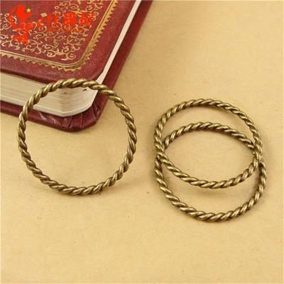 26MM Zinc alloy electroplating bronze metal pendant, round twist ring charms DIY jewelry making finding accessories retro Korea