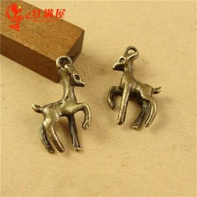 21*15MM Antique Bronze Retro sika deer charm beads mobile phone accessories zinc alloy, animal shaped jewelry, animal pendant