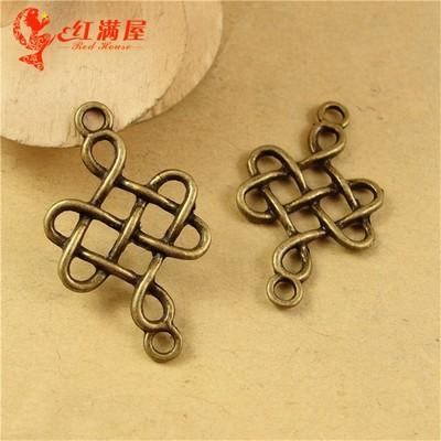 31*18MM Antique Bronze China node manual DIY retro jewelry materials, Chinese knot charm pendant beads lot, charms for bracelets