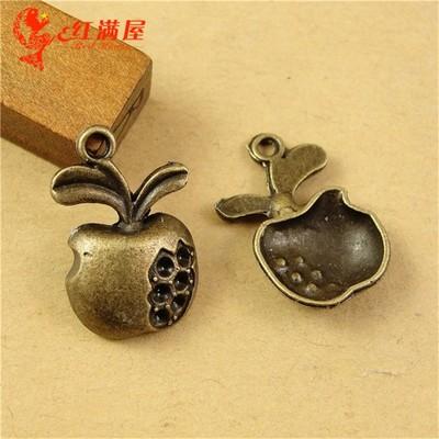 20*13MM Fit 1.5MM Rhinestones Antique Bronze Retro small Apple Pendant charm, fruit charm beads, DIY accessories of mobile phone