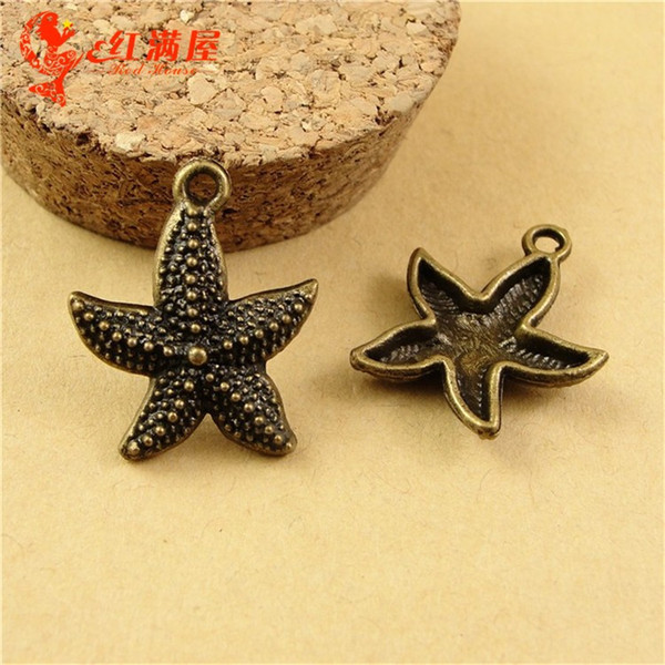 22*18MM Zinc alloy electroplating ancient bronze starfish nautical charms lot metal pendant mobile accessories jewelry wholesale