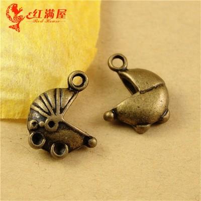 17*13MM Antique Bronze Vintage Baby Car mobile phone ornaments pendants Korean jewelry, Baby carriage charm bead, stroller charm