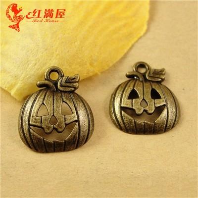 16*18MM Antique Bronze Retro smiley Halloween charm, pumpkin charm pendant beads, mobile phone accessories DIY jewelry materials