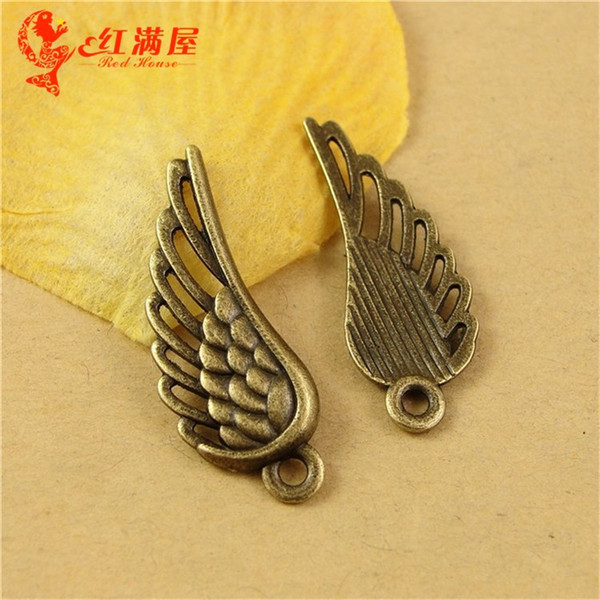 12*33MM Antique Bronze Vintage wings of angels mobile phone DIY accessories, angel wing charms alloy pendants beads, bulk charms