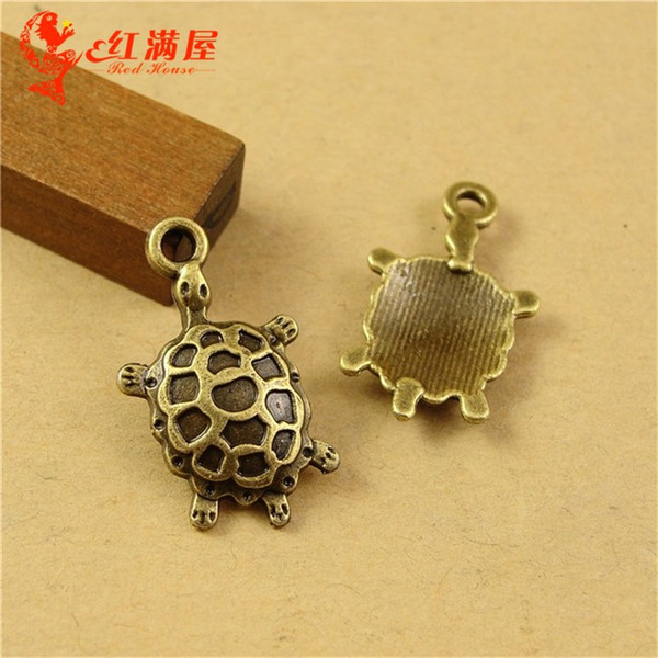 14*24MM Antique Bronze Vintage Retro mobile phone small tortoise turtle charm beads, Tibet animal shaped jewelry, animal pendant