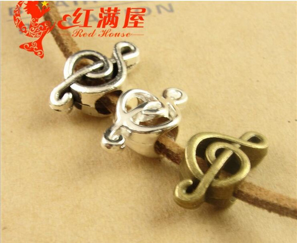 18*9MM Antique Bronze Retro music symbol charm perforated beads national retro jewelry, musical note charms, Chinese beads bulk