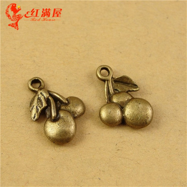 18*13MM Antique Bronze Vintage Cherry charm pendant beads mobile phone accessories wholesale in Europe and America retro jewelry