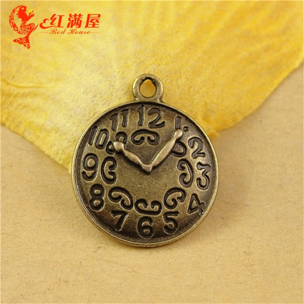 19MM Antique Bronze Retro Clock charm pendant beads retro jewelry assessories for women factory in Europe and America bulk charm