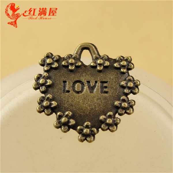 16*17MM Retro love AMOUR card -Love DIY handmade jewelry wholesale, heart word charmes charm pendants lot, antique bronze charms