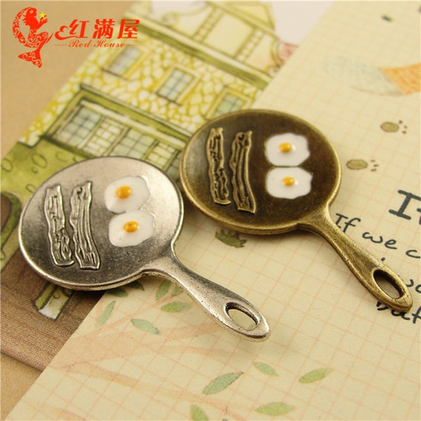 24*41MM Antique Bronze Pan fried egg mobile phone pendant jewelry, antique accessories, Korean vintage tibetan silver charms lot