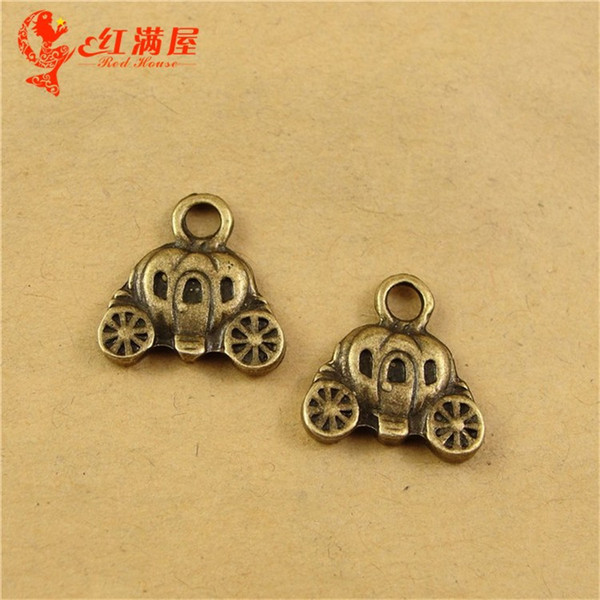 14*14MM Antique Bronze Vintage wedding car charms national retro jewelry making lot, Korea pumpkin carriage charm pendant beads