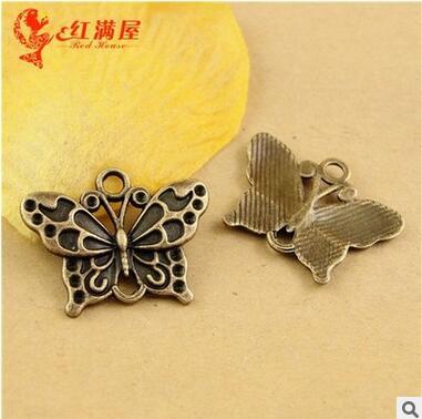 25*18MM Antique Bronze Retro insect butterfly charm beads lot accessories Korea authentic, animal shaped jewelry, animal pendant