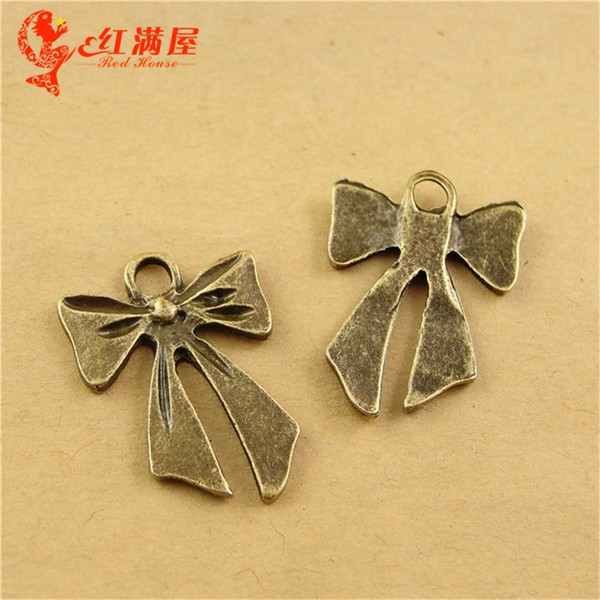 23*16MM Antique Bronze Retro bow charm pendant beads mobile phone accessories wholesale jewelry, DIY jewellery bowknot charms