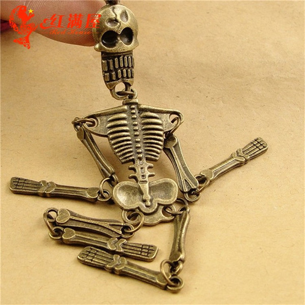 22*98MM Antique Bronze Retro metal skull charm pendant beads handmade accessories, DIY Korean jewelry Halloween skeleton pendant