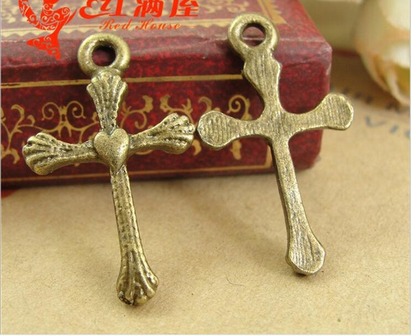 25*15MM Retro Love Cross charms crucifix religious items mobile accessories wholesale, antique bronze zinc alloy metal pendant