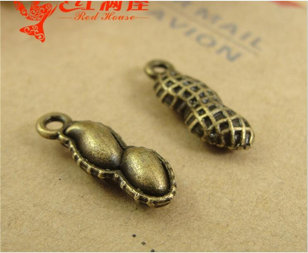 18*6MM Retro new arrival free shipping peanut charms wholesale mobile phone accessories, Antique bronze Zinc alloy metal pendant