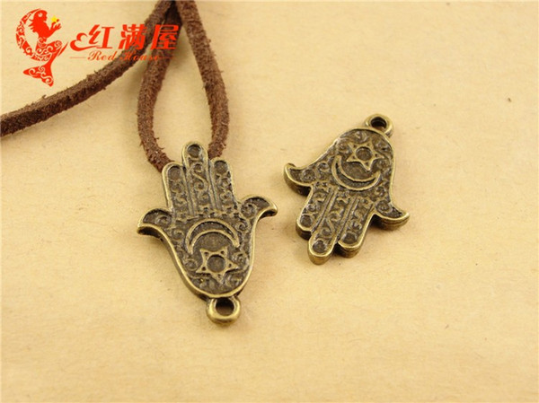 24*17MM Antique Bronze Retro bijouterie hamsa hand charm bead palm, mobile phone ornaments pendants Korean accessories wholesale