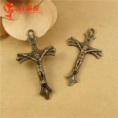 42*24MM Antique Bronze Vintage Handmade Wholesale cross charm, DIY retro cross pendants for jewelry making accessories factory