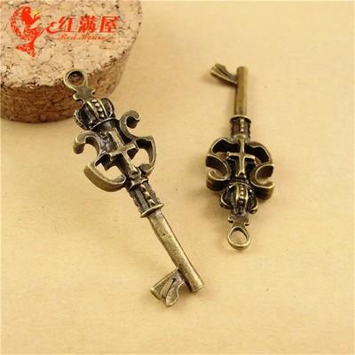 14*48MM Antique Bronze crown Key pedant, antique key charms lot, Korean jewelry making accessories wholesale vintage key pendant