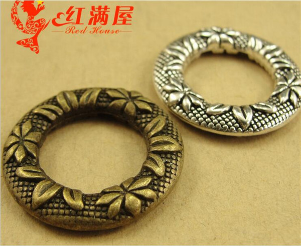 25*5MM Antique Bronze pattern connecting ring retro ethnic jewelry accessories wholesale, round connector charm pendant beads