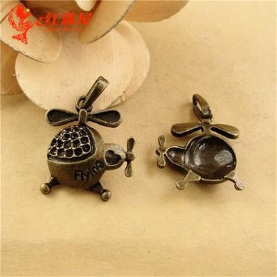 22*25MM Zinc alloy plating ancient bronze small flying aircraft charms handmade DIY jewelry accessories wholesale metal pendant