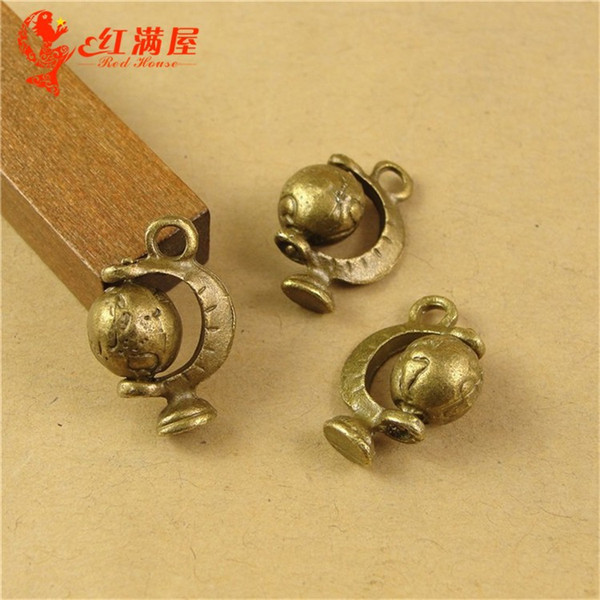 17*12.5MM Antique Bronze Retro globe charm pendant beads, DIY handmade jewelry wholesale bronze charms, jewellery bracelet charm