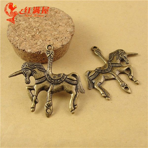 43*43MM Antique Bronze Unicorn charm bead manual DIY retro accessories wholesale, animal shaped jewelry, fashion animal pendant