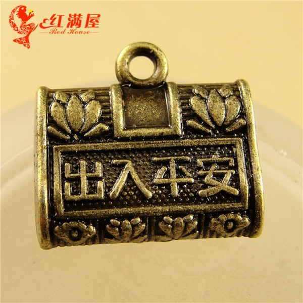 15*17MM Antique Bronze DIY retro jewelry accessories Longevity lock pendant amuleto, antique small amulets and charms wholesale