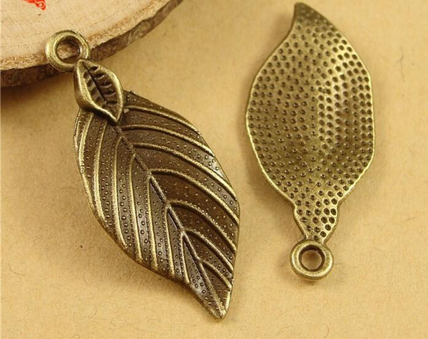 32*12MM Antique Bronze DIY accessories Leaf Pendant Vintage Handmade materials, vintage tree leaves charm beads, ethnic charms