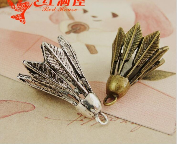 26*19MM Antique Bronze Retro badminton charms South Korea jewelry wholesale, tibetan silver pendants, vintage metal sports charm