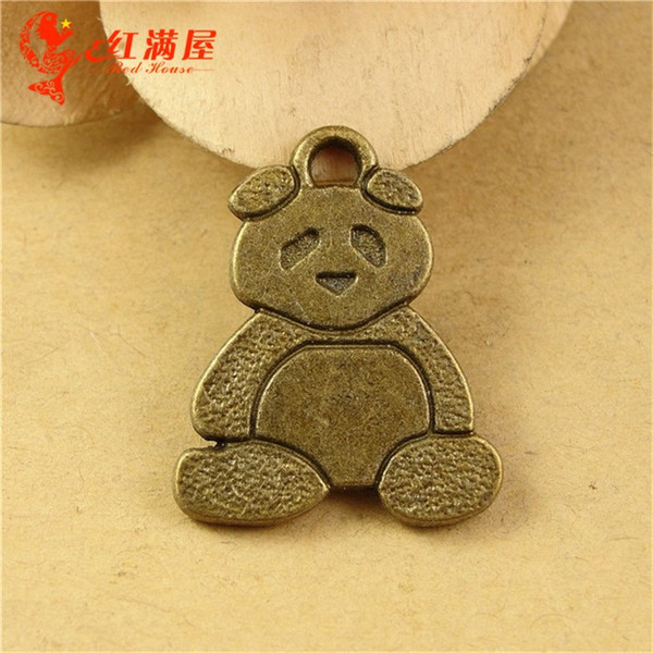 21*26MM Antique Bronze Retro China panda charm beads lot DIY accessories wholesale ethnic, animal shaped jewelry, animal pendant