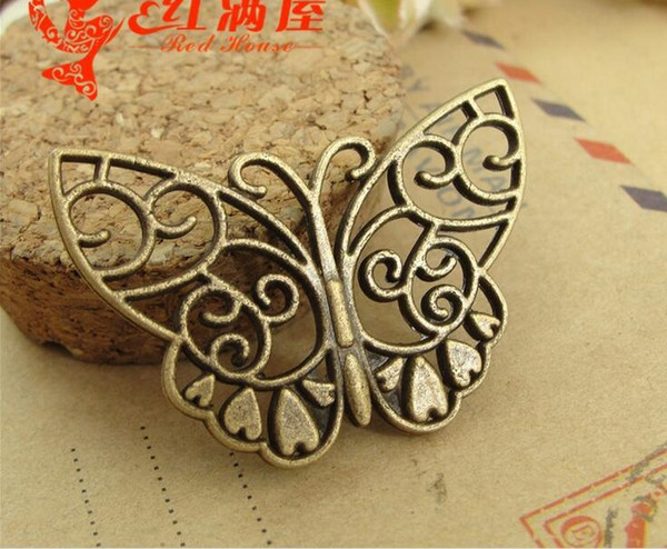 27*38MM Antique bronze Zinc alloy metal pendant Retro vintage cheap butterfly charms for necklace jewelry making accessories DIY