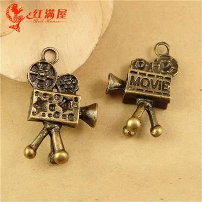 26*16*6MM Antique Bronze Vintage Retro jewelry wholesale movie projector charm pendant beads manual, DIY film charm for necklace