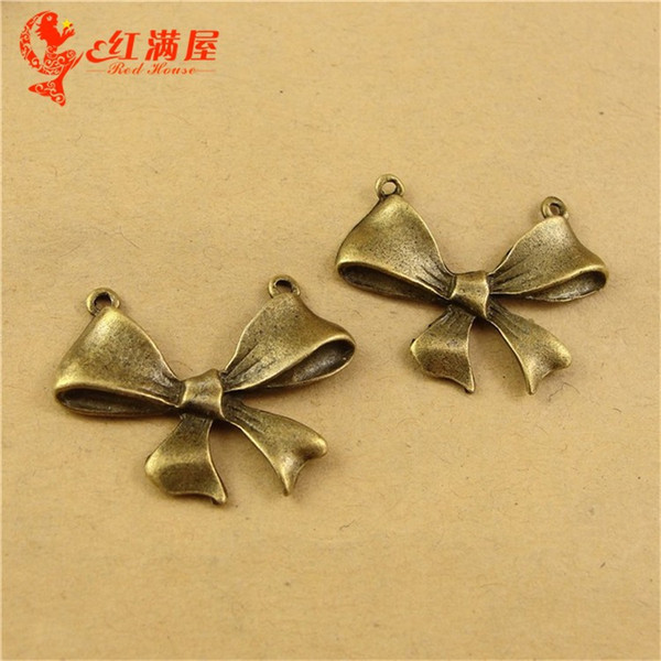 22*30MM Antique Bronze Retro bow charm connector pendant beads connections, DIY handmade jewelry wholesale metal bowknot charms