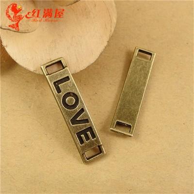 28*6MM Antique Bronze Retro connections LOVE DIY jewelry wholesale accessories bent message word charm connector pendant beads