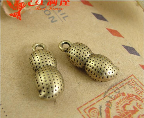 20*8MM Mobile phone accessories retro vintage dangle jewelry pendant peanut charms bulk, Antique bronze Zinc alloy metal pendant